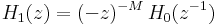 H_1(z)=(-z)^{-M}\,H_0(z^{-1})